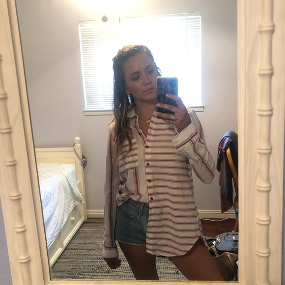 Topshop Open-back Striped Buttondown Size XS - Picture 4 of 5